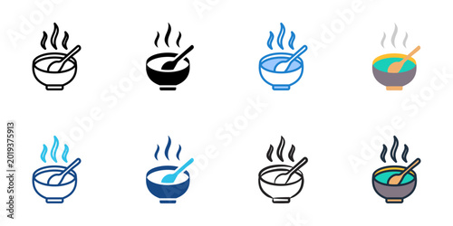 Soup icons set multiple style collection. Editable stroke 
