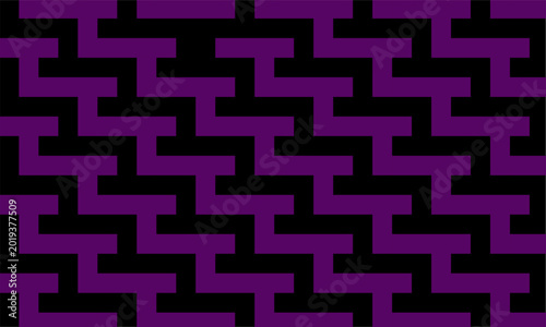 Seamless Sayagata Pattern with Purple and Black Geometric Maze Design
