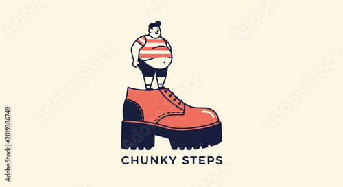 Fotografie Heavyweight man standing on a large chunky platform shoe