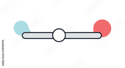 Cuadro en lienzo Abstract conceptual illustration of a balance scale with a cyan water drop and a red circle on opposite ends