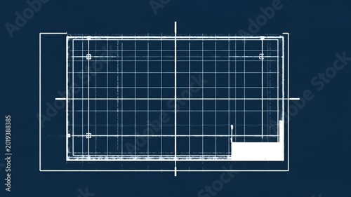 Grid pattern with outer rectangle frame, all in white on a dark blue background