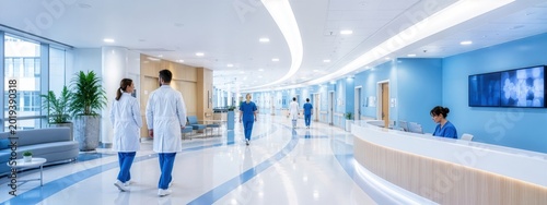 Modern Clean Hospital Corridor Interior Design Concept for Efficient Clinical Environments