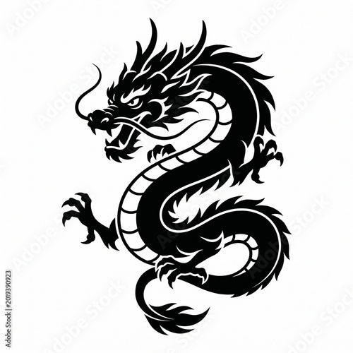 Traditional Dragon Symbol Black Design