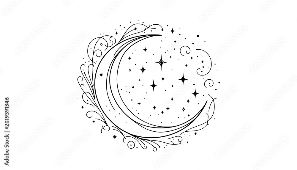 Fototapeta premium vector illustration of moon and stars
