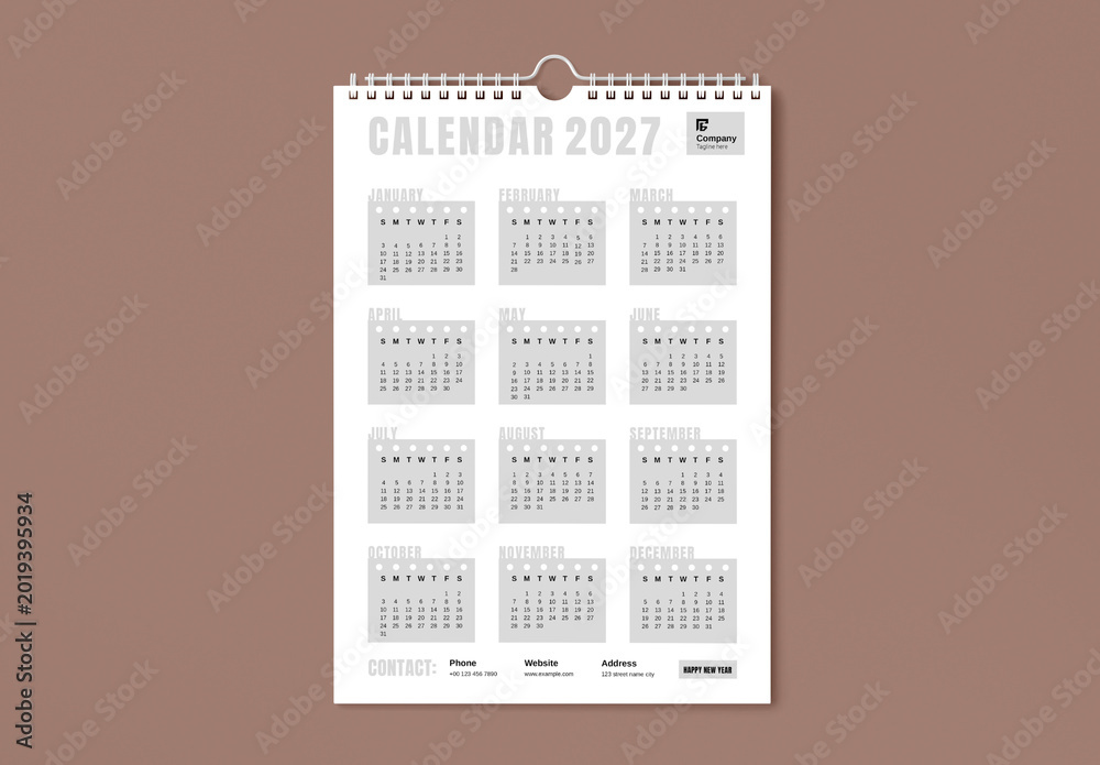 Calendar 2027 Layout Template Stock Template | Adobe Stock