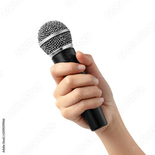 Professional Hand Holding Microphone Isolated Transparent Background Image for Presentations and Events