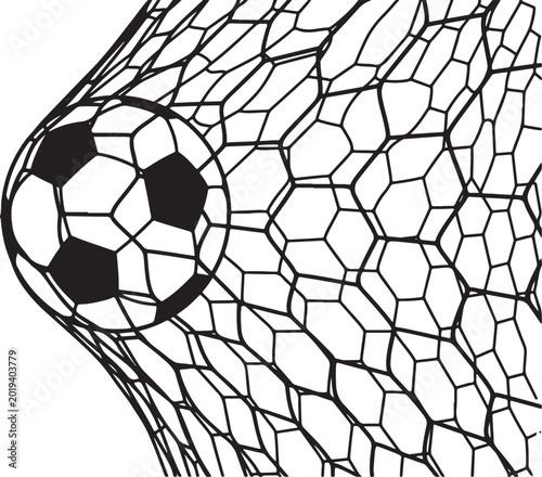 Foto Black and white graphic photograph showing a classic soccer ball hitting the bac