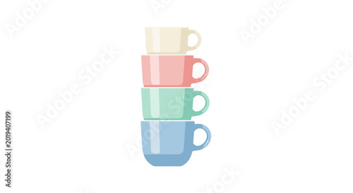 Stack of Pastel Coffee Cups
