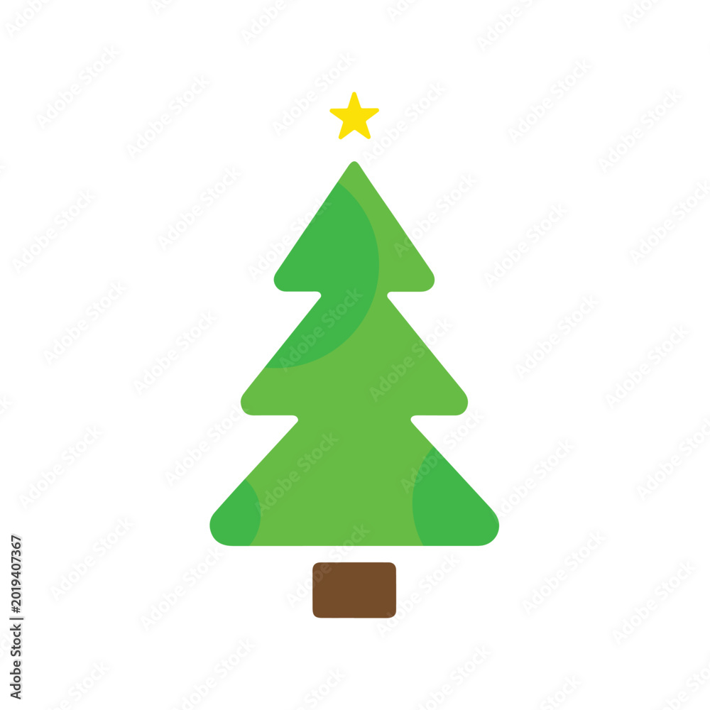 Fototapeta premium Christmas Tree Vector Icon Colorful Flat Holiday Decoration Tree Sticker Illustration