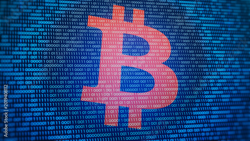 Bild auf Leinwand Orange BitCoin symbol with binary numbers super imposed concept