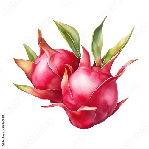 Simple watercolor dragon fruit, isolated on a white background. png
