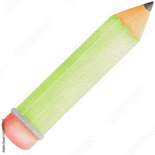 green pencil on white background
