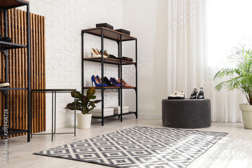 Interior of shoe store with...