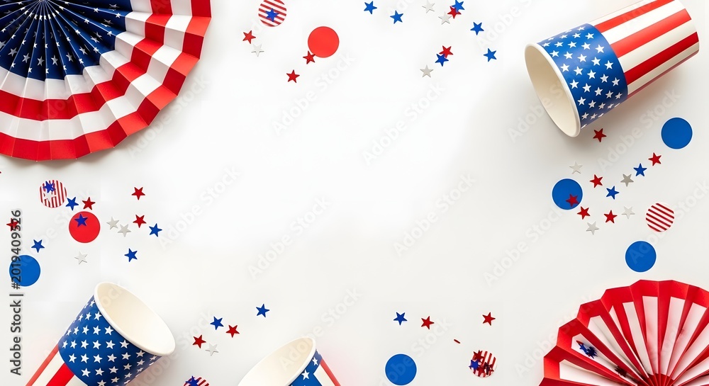 Obraz premium Fourth of july party supplies isolated on white background