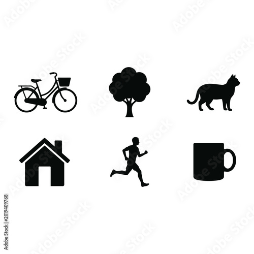 Silhouette icon set, white background