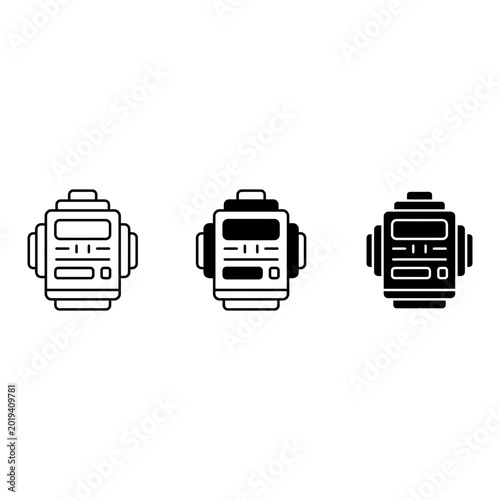 Smartwatch icon set, outline, solid, silhouette, white background, vector illustration