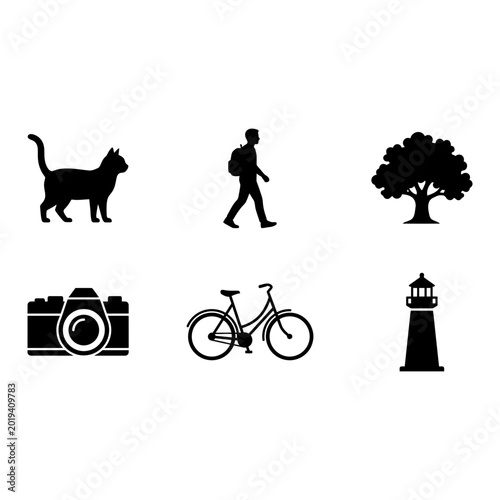 Silhouette icon set, white background