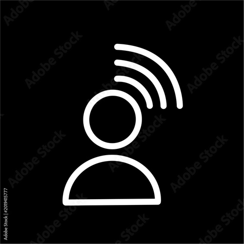 Influencer vector icon. Person broadcasting simple icon. Vector graphic, not Artificial Intelligence, logo illustration. Replaceable vector design.
