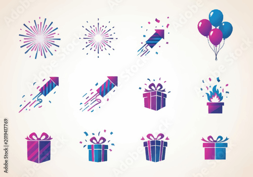 Bild auf Leinwand Colorful gifts and party decorations.