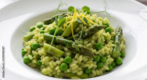Delicious Spring Risotto with Asparagus and Peas.