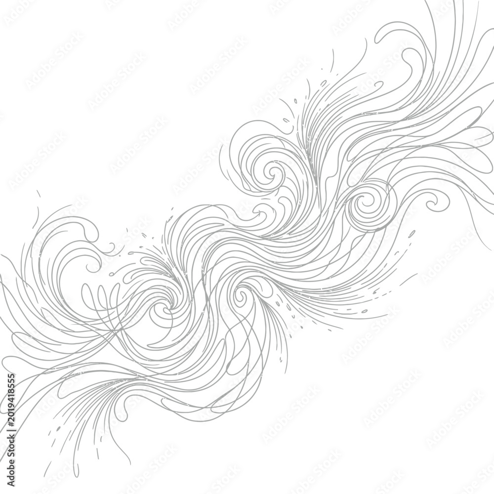 Fototapeta premium Abstract flowing water waves background with swirl line art and curly splashing.
