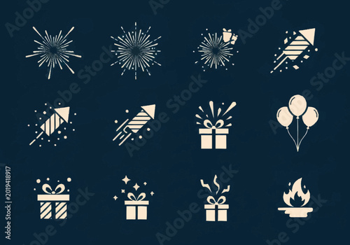 Canvastavla Collection of festive holiday icons symbols.