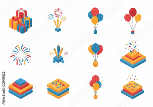 Foto Colorful balloons and party decorations.