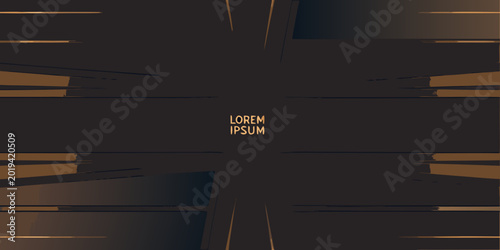 Cuadro en lienzo abstract geometric background with golden brush strokes and dark brown color sch