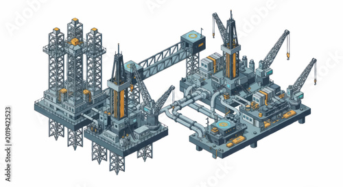 Foto Industrial oil rig construction equipment.