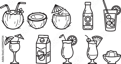 Photography Vector icons set of bottles and jugs isolated on white background Vector