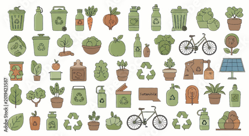 Tableau sur toile Collection of eco friendly household items.