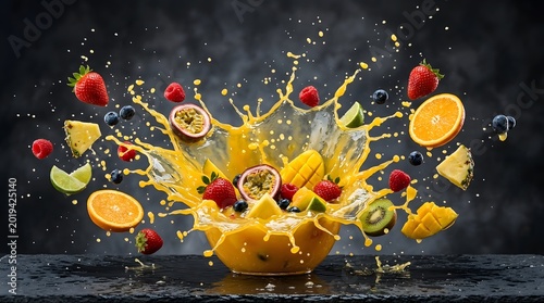 Colorful Fruit Explosion - A Vibrant Splash of Freshness and Flavor.