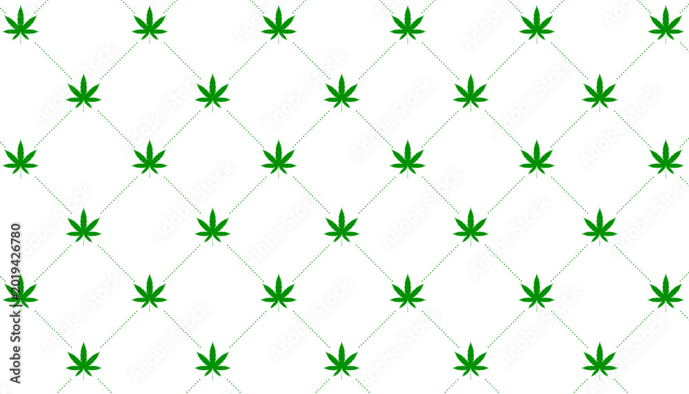 Obraz premium green marijuana cannabis leaf pattern background