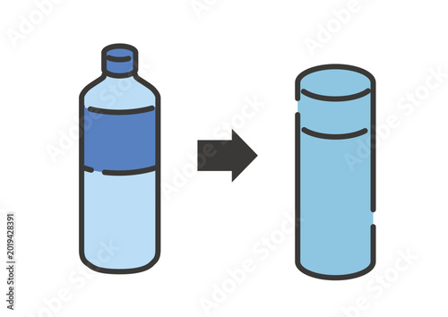 ペットボトルの代わりに水筒を使うイラスト