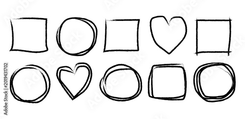 Hand drawn shapes and frames for graphic design and digital art