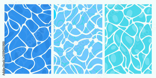 Obraz na plátně abstract water textures in three panels blue and teal color scheme seamless patt