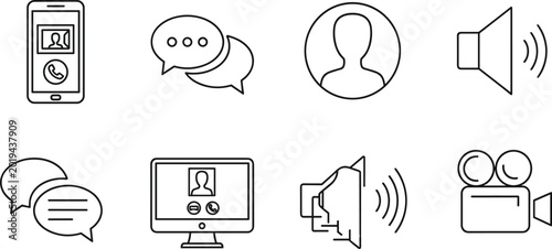 Foto Communication and Media Icons Set for Websites, Apps, Digital Media, and Video C