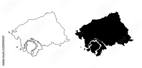 Foto Abstract ink blot shapes a dual contrast in black and white