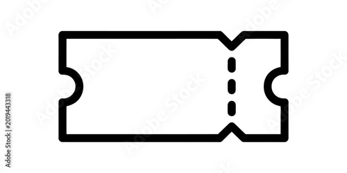 A simple black and white illustration of a ticket stub with a perforated line down the middle