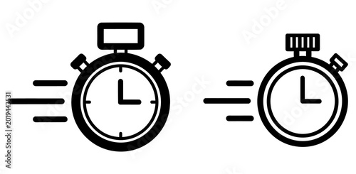Fotografi Stopwatch and pocket watch icons with motion lines