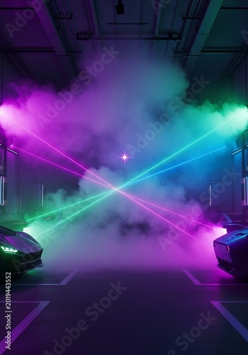 Neon Embrace: A Smoky Collision