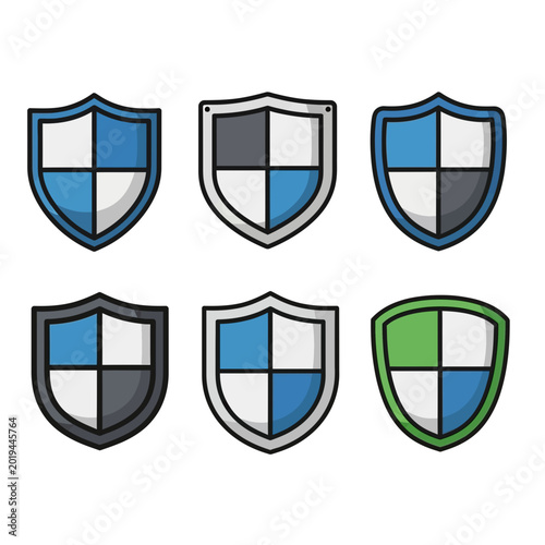 Free Download Set of shield icons with different color patterns - GFXLoad
