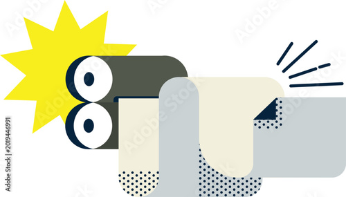 Schilderij op canvas Creative vector icon of offset printing machine with paper rolls and halftone de