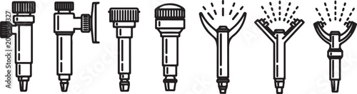 Tableau sur toile Vector illustration set of classic bar stools in black and white Vector