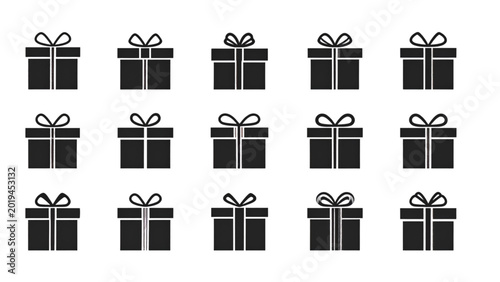 Gift box icon set. Surprising gift box, Gift wrapping simple black style symbol sign for apps and website, vector illustration.