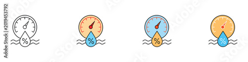 Bild auf Leinwand Humidity meter and water level measurement icon set