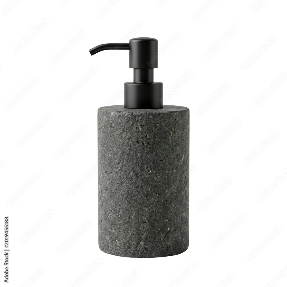 Fototapeta premium Dark grey stone liquid soap dispenser on transparent background
