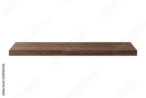 Foto Floating dark walnut wooden shelf on transparent background