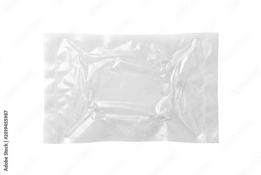 Obraz premium Transparent vacuum sealed plastic bag on transparent background