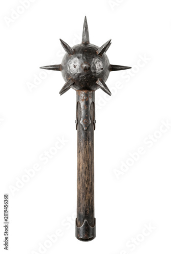 Foto Medieval morning star mace with spiked iron head